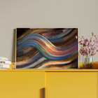 Quadro Decorativo Abstrato Linhas Douradas Sobrepostas Com Mo