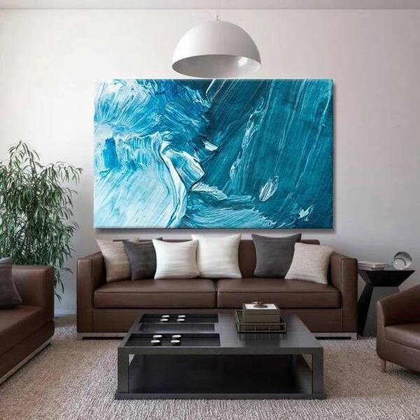 Quadro Decorativo Abstrato Mar Em Furia - 150x100cm