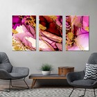 Quadro Decorativo Abstrato Marmorizado Rose Gold