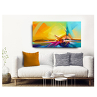 Quadro Decorativo Abstrato Moderno Azul E Amarelo 55x100cm