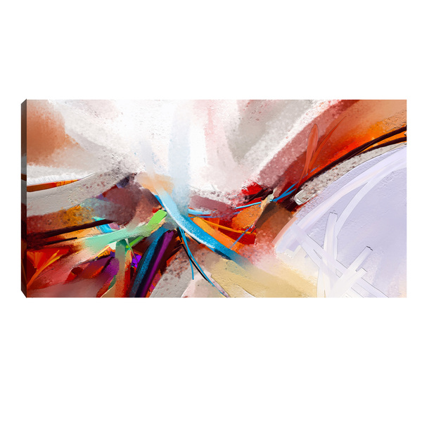 Quadro Decorativo Abstrato Moderno Terra E Branco 55x100cm