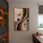 Quadro Decorativo Abstrato Oliva Com Moldura Dourada - 90x60