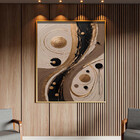 Quadro Decorativo Abstrato Oliva Com Moldura Dourada - 90x60