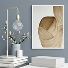 Quadro Decorativo Abstrato Onda Bege 45x34cm - Com Vidro Mold