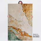 Quadro Decorativo Abstrato Ouro E Areia 150x100cm Moldura Cai