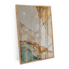 Quadro Decorativo Abstrato Ouro E Areia 60x40cm Moldura Caixa