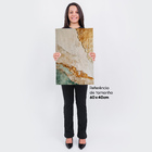 Quadro Decorativo Abstrato Ouro E Areia 60x40cm Moldura Doura