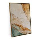 Quadro Decorativo Abstrato Ouro E Areia 60x40cm Moldura Doura