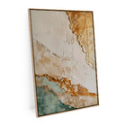 Quadro Decorativo Abstrato Ouro E Areia 60x40cm Moldura Madei