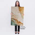 Quadro Decorativo Abstrato Ouro E Areia 90x60cm Moldura Caixa