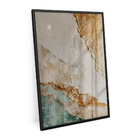 Quadro Decorativo Abstrato Ouro E Areia 90x60cm Moldura Caixa