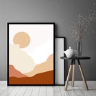 Quadro Decorativo Abstrato Paisagem Sol  - 70x50cm Moldura Br