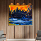 Quadro Decorativo Abstrato Pallet Com Moldura Dourada - 180x1