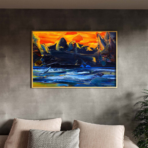 Quadro Decorativo Abstrato Pallet Com Moldura Dourada - 180x1