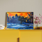 Quadro Decorativo Abstrato Pallet Com Moldura E Vidro Dourada