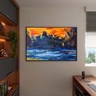 Quadro Decorativo Abstrato Pallet Com Moldura E Vidro Preto -