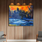 Quadro Decorativo Abstrato Pallet Com Moldura E Vidro Preto -