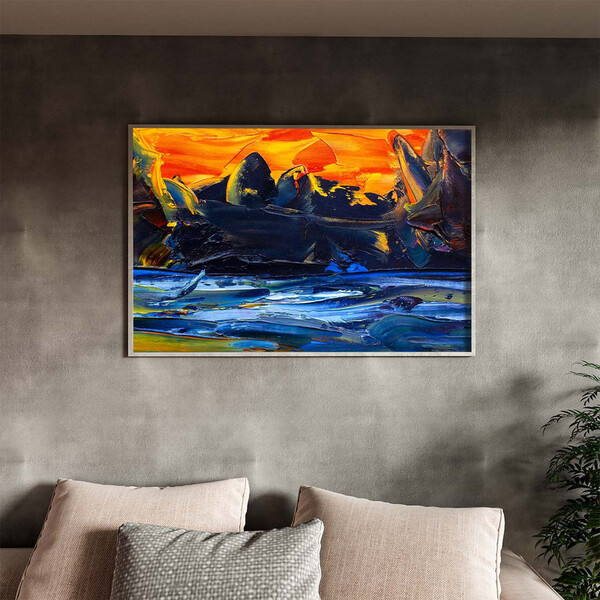 Quadro Decorativo Abstrato Pallet Com Moldura Prata - 90x60 Cm