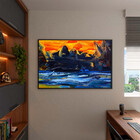 Quadro Decorativo Abstrato Pallet Com Moldura Preto - 120x60