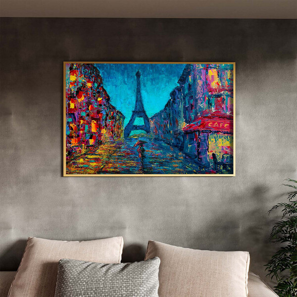 Quadro Decorativo Abstrato Paris Abstract Com Moldura Dourada