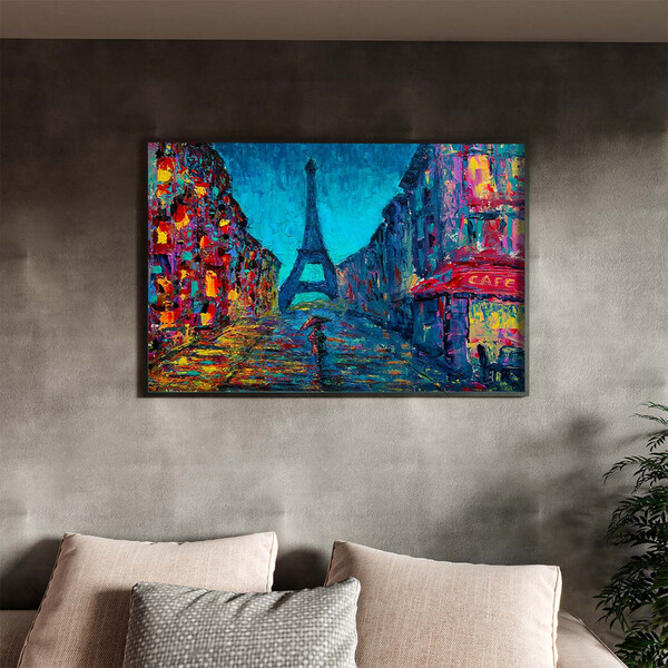 Quadro Decorativo Abstrato Paris Abstract Com Moldura Preto -