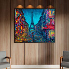 Quadro Decorativo Abstrato Paris Abstract Com Moldura Preto -