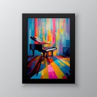 Quadro Decorativo Abstrato Piano 45x34cm - Com Vidro Moldura