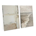 Quadro Decorativo Abstrato Praia Bege 2 Telas Minimalista Ele