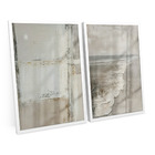 Quadro Decorativo Abstrato Praia Bege 2 Telas Minimalista Ele