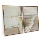 Quadro Decorativo Abstrato Praia Bege 2 Telas Minimalista Ele