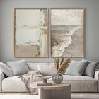 Quadro Decorativo Abstrato Praia Bege 2 Telas Minimalista Ele