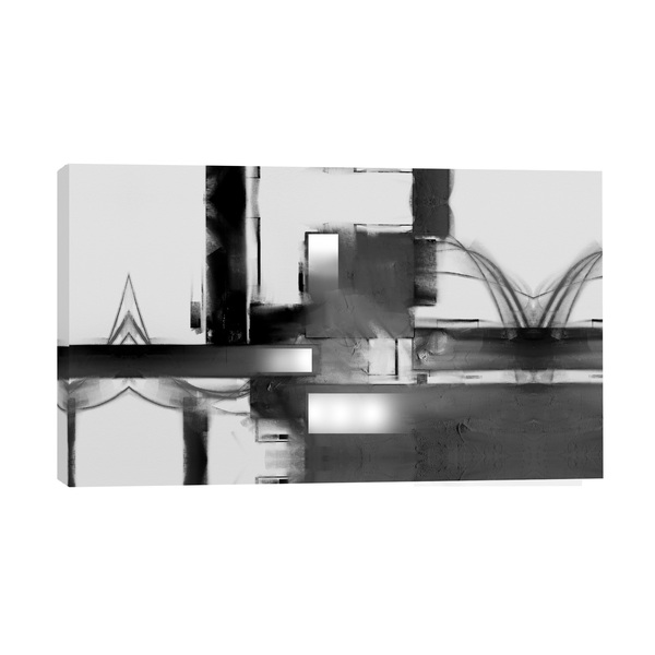 Quadro Decorativo Abstrato Preto E Branco 55x100cm