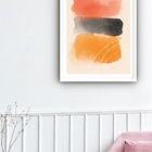 Quadro Decorativo Abstrato Preto Tons Laranja  - 70x50cm Mold