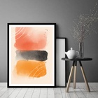 Quadro Decorativo Abstrato Preto Tons Laranja  - 70x50cm Mold