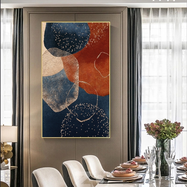 Quadro Decorativo Abstrato Requiem Com Moldura Dourada 120x60