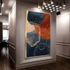 Quadro Decorativo Abstrato Requiem Com Moldura Dourada 120x80