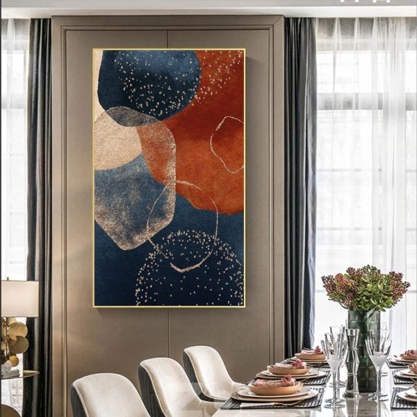 Quadro Decorativo Abstrato Requiem Com Moldura Dourada 180x120