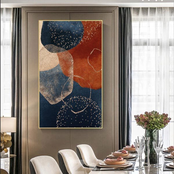 Quadro Decorativo Abstrato Requiem Com Moldura Dourada 200x135