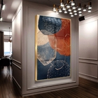 Quadro Decorativo Abstrato Requiem Com Moldura Dourada E Vidr