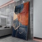 Quadro Decorativo Abstrato Requiem Com Moldura Marrom E Vidro