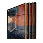 Quadro Decorativo Abstrato Requiem Com Moldura Marrom E Vidro