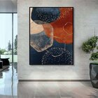 Quadro Decorativo Abstrato Requiem Com Moldura Preto 120x80