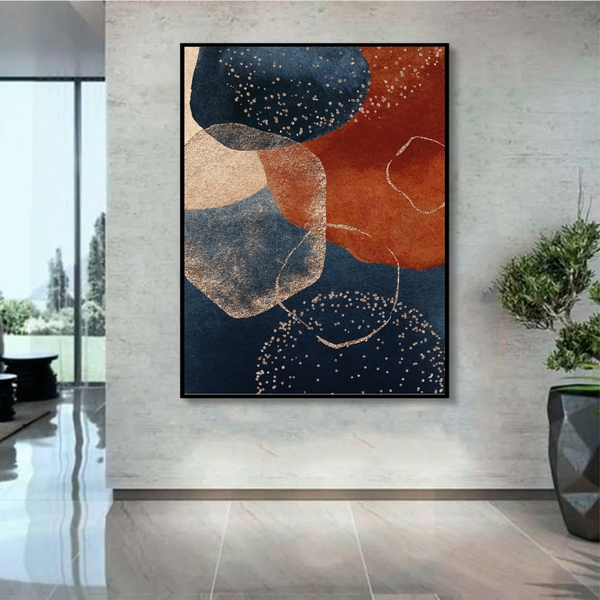 Quadro Decorativo Abstrato Requiem Com Moldura Preto 200x135