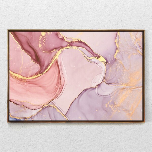 Quadro Decorativo Abstrato Rosa Com Moldura E Sem Vidro 100x1