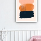 Quadro Decorativo Abstrato Rosa Laranja Preto Riscos-70x50cm