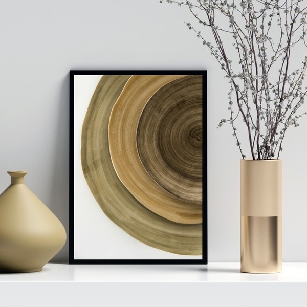 Quadro Decorativo Abstrato Rústico Tons De Marrom 33x24cm - C