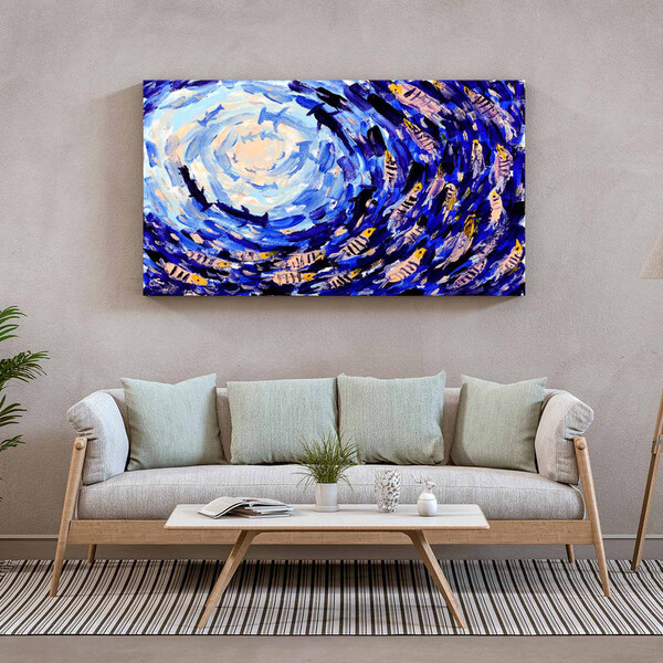 Quadro Decorativo Abstrato Shoal Of Fish - 120x80 Cm