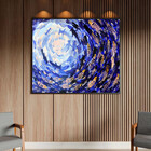 Quadro Decorativo Abstrato Shoal Of Fish Com Moldura E Vidro