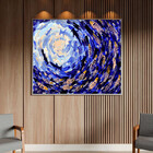 Quadro Decorativo Abstrato Shoal Of Fish Com Moldura Prata -