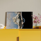 Quadro Decorativo Abstrato Smoke Gray And Silver Com Moldura